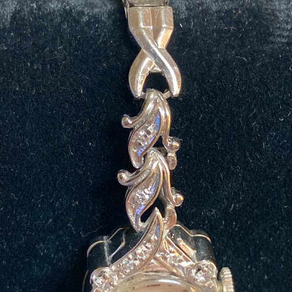 Vintage Longines 14k White Gold Diamonds Art Nouveau Wind Up Watch - Picture 5 of 17